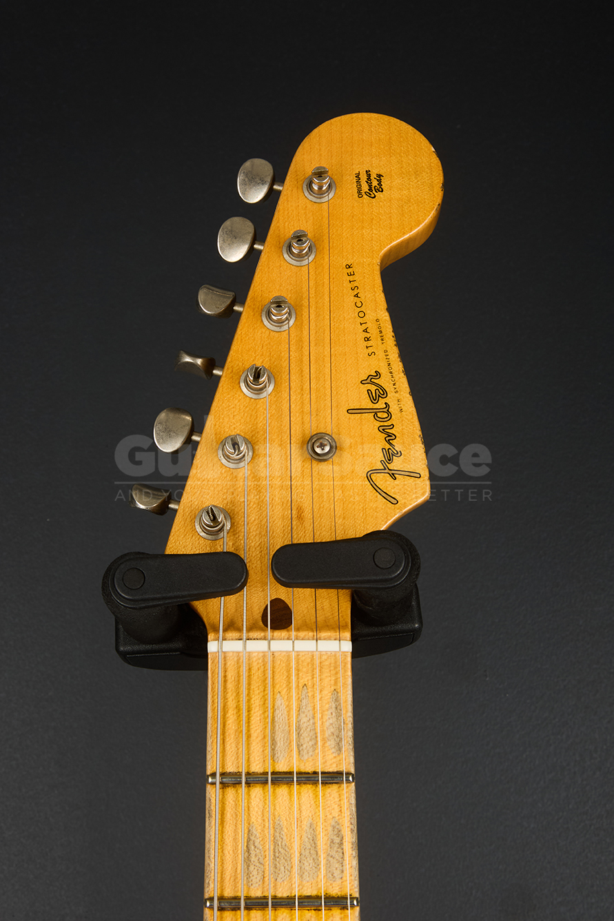 Fender Custom shop 55 stratocaster Heavy Relic Aged Black Over chocolate three tone sunburst Guitar Sauce_12