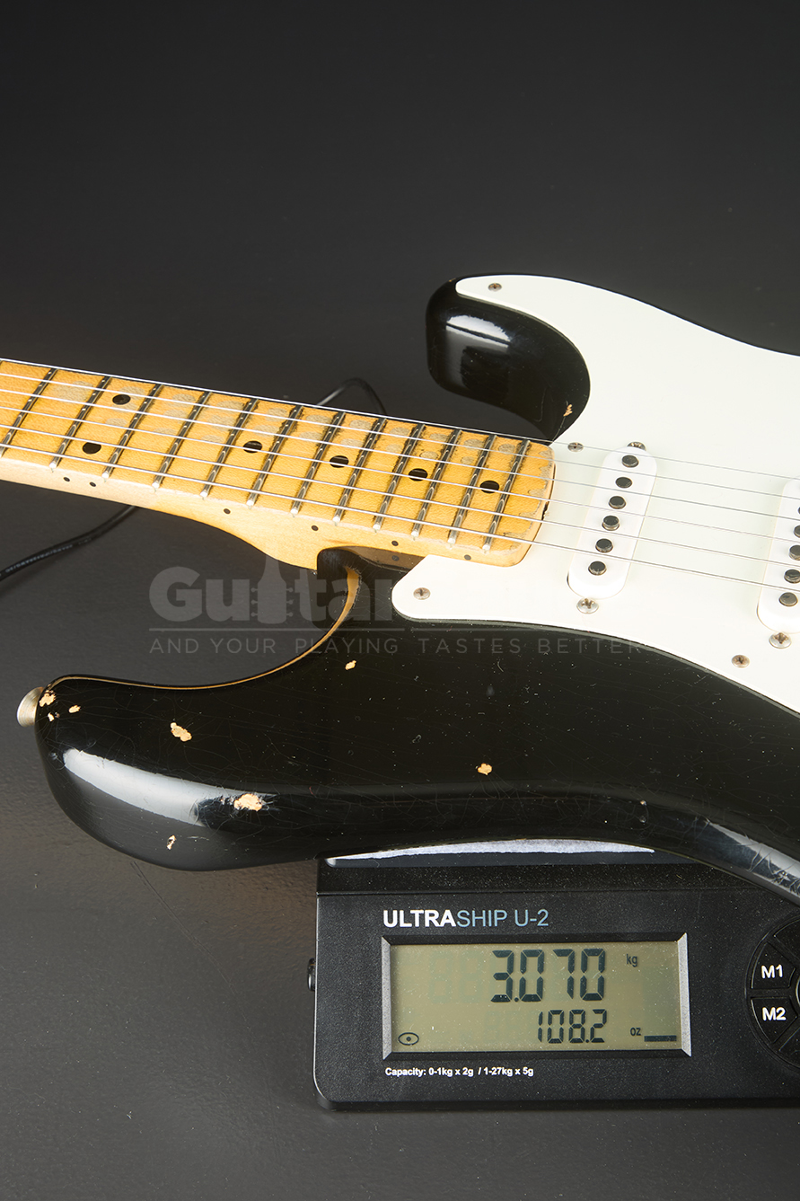 Fender Custom shop 55 stratocaster Heavy Relic Aged Black Over chocolate three tone sunburst Guitar Sauce_20