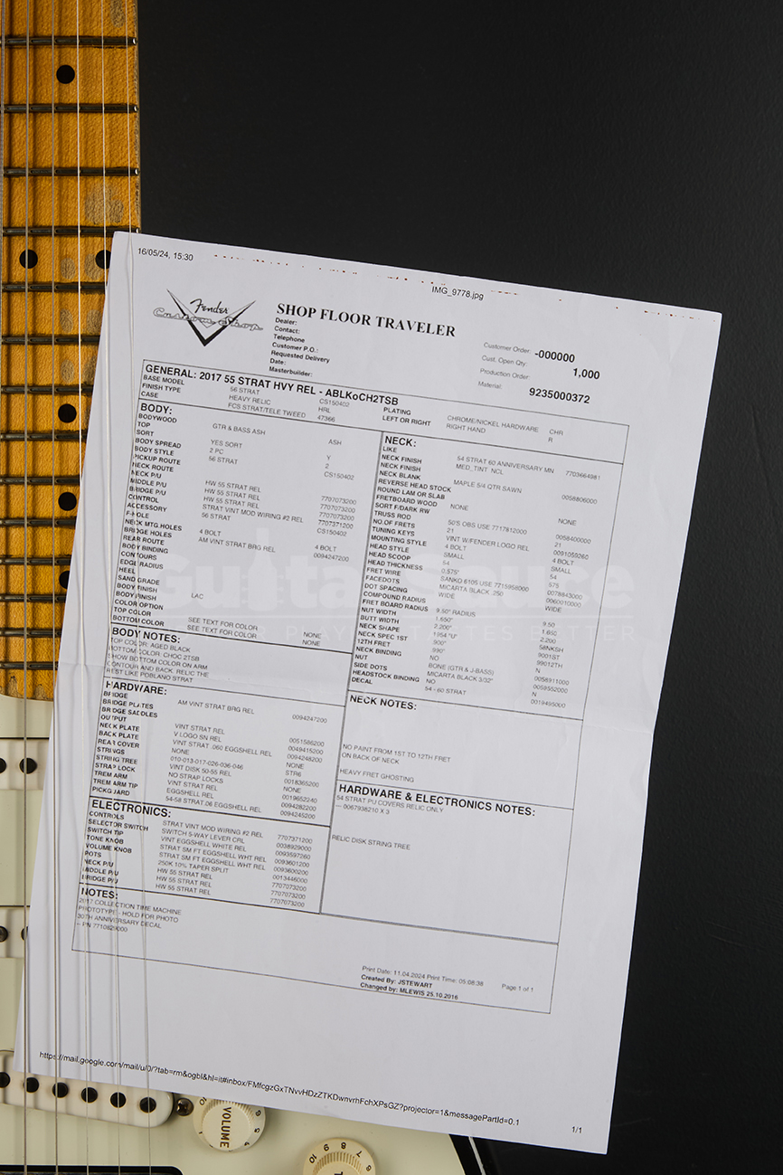 Fender Custom shop 55 stratocaster Heavy Relic Aged Black Over chocolate three tone sunburst Guitar Sauce_21